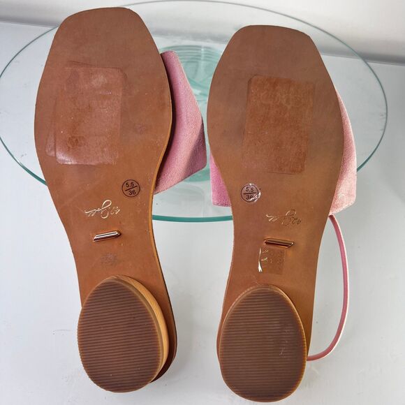 42 Gold by Chinese laundry Slide Sandals Pink Suede Leather Ankle Strap - Picture 7 of 8